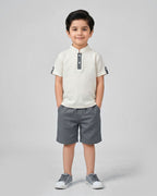 White & Grey Kids Short Set