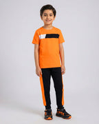 Trendy Kids Orange Block T-Shirt & Pant Set