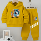 Baby/Boy Stripe Printed Tom & Jerry Winter Fleece Hoodie Track Suit