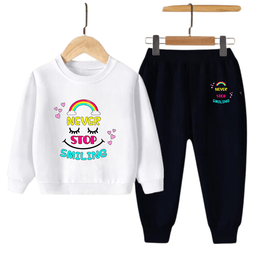Kids Winter Sweat Shirt Set | Never Stop Smiling Printed