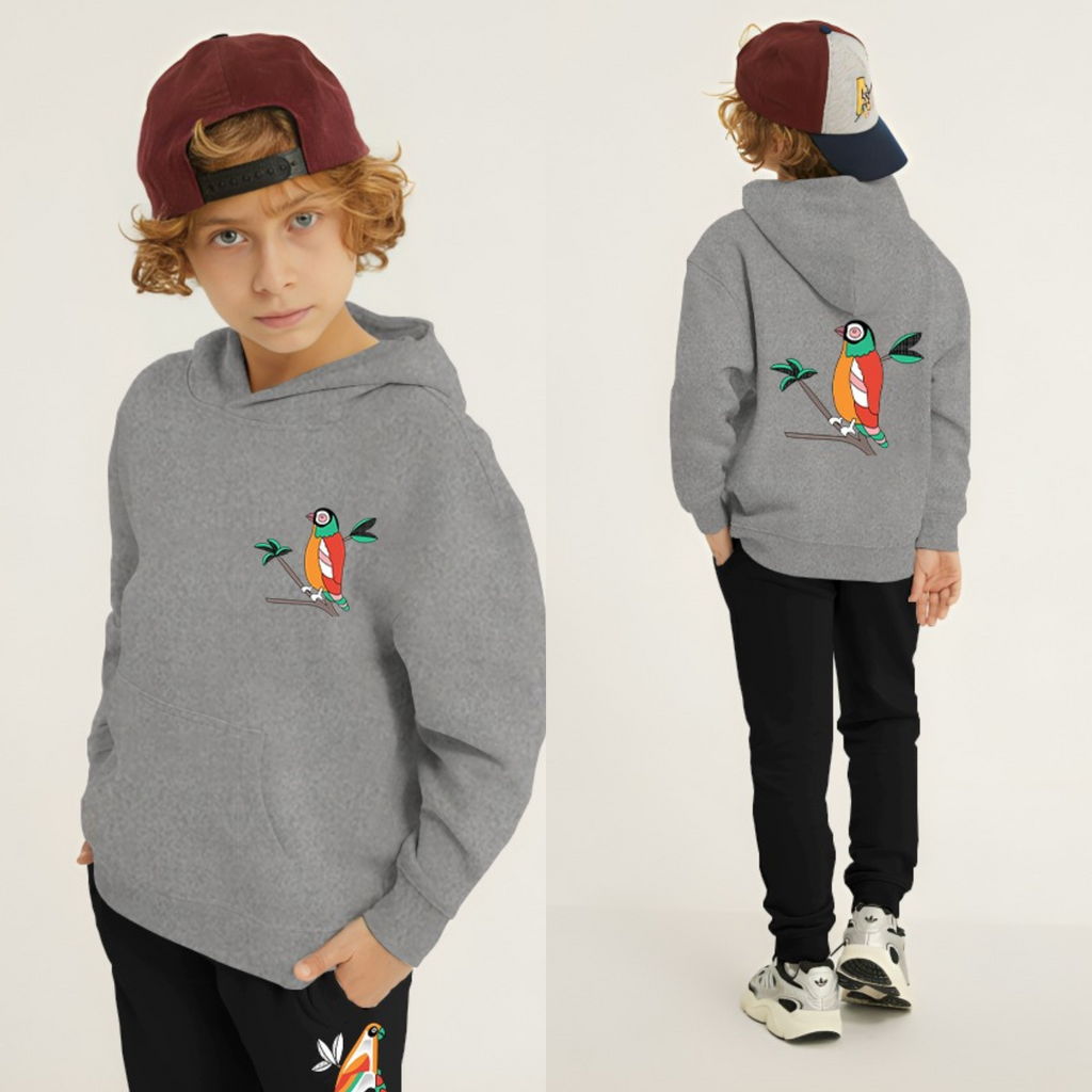 Kids Winter Hoodie Set | Parrot Printed