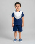 Blue Grey Panel Kids Short Sleeve Kids Wear