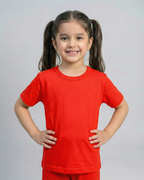 Kids red Cotton T-Shirt & Trouser Set