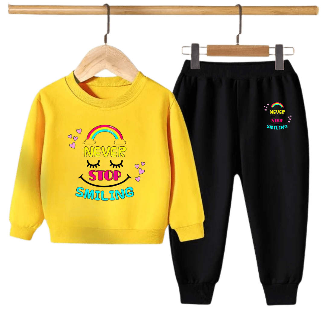 Kids Winter Sweat Shirt Set | Never Stop Smiling Printed