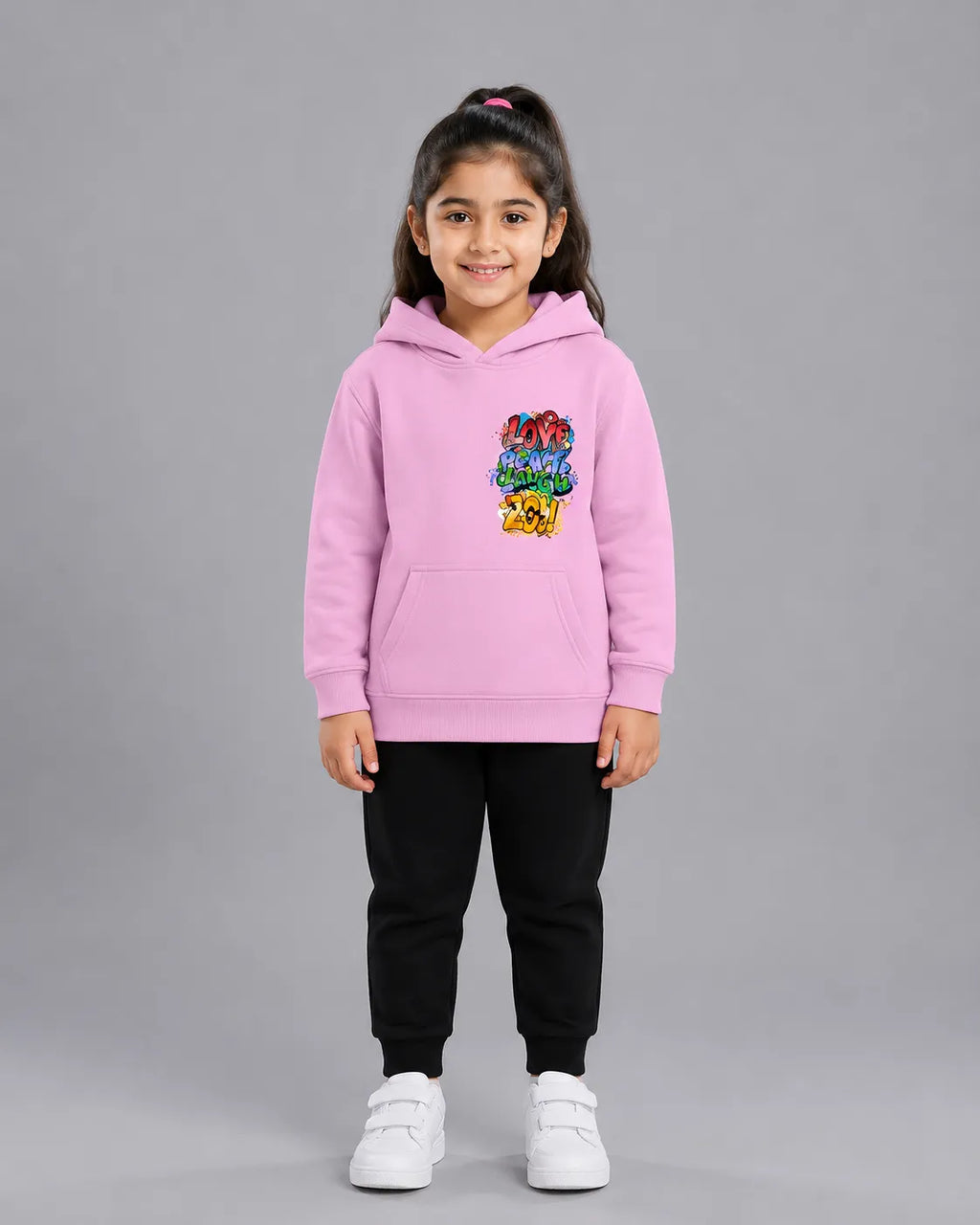 Kids Winter Hoodie Set | Love Joy Peace Printed