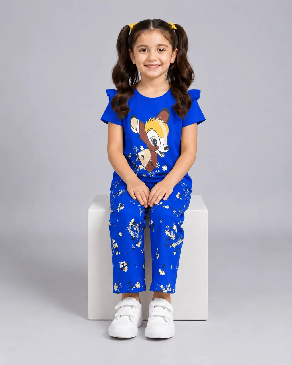 Royal Blue Bambi Printed Kids Co-Ord Set