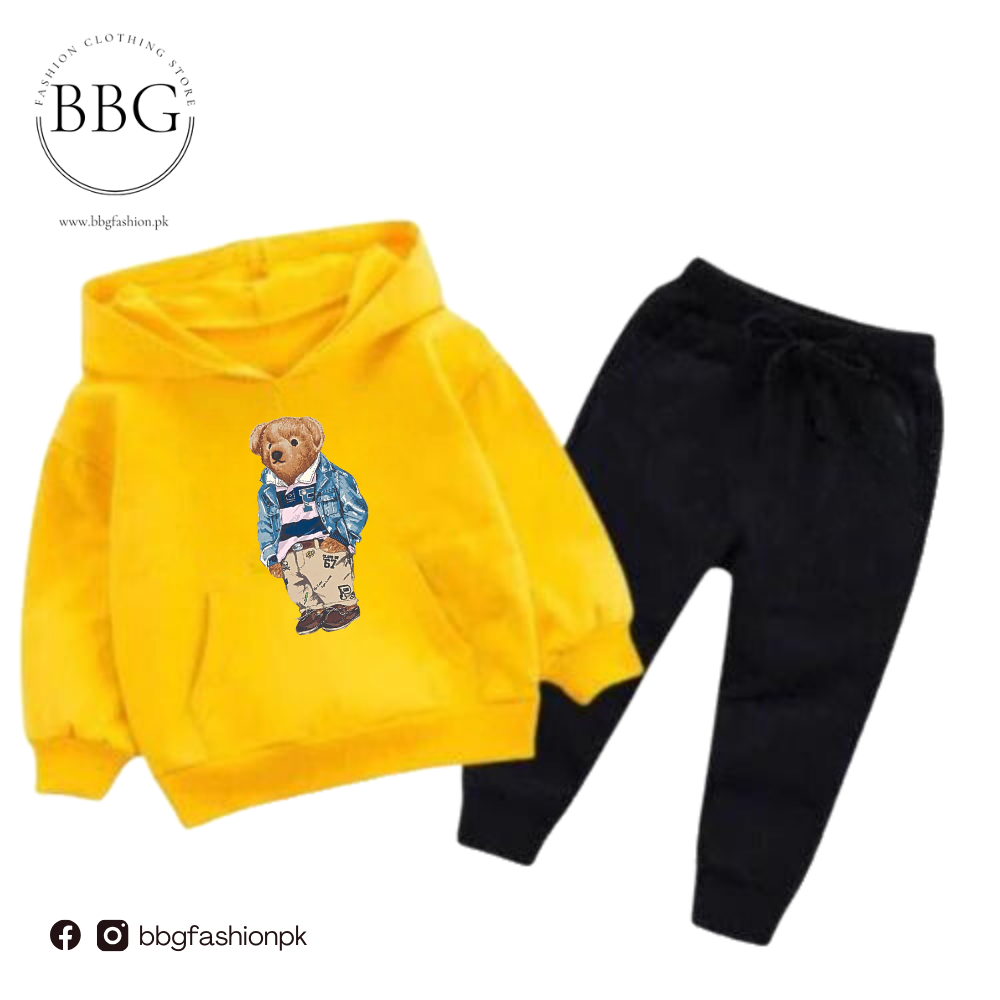 Kids Winter Hoodie Set | Polo Bear Printed