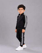 Kids Winter Stripe Tracksuit 3pcs - Black