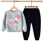 Kids Winter Sweat Shirt Set | Baby Cute Cat Printed