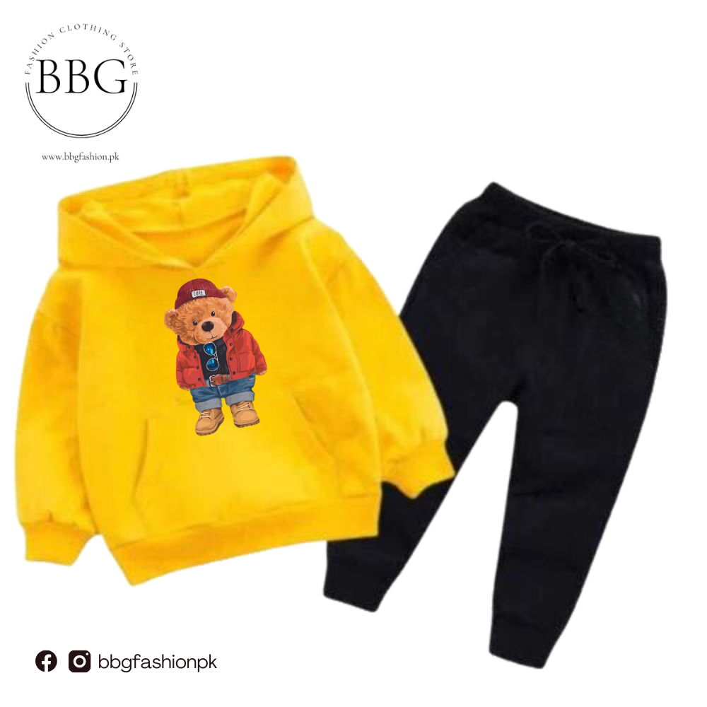 Kids Winter Hoodie Set | Cute Bear Printed