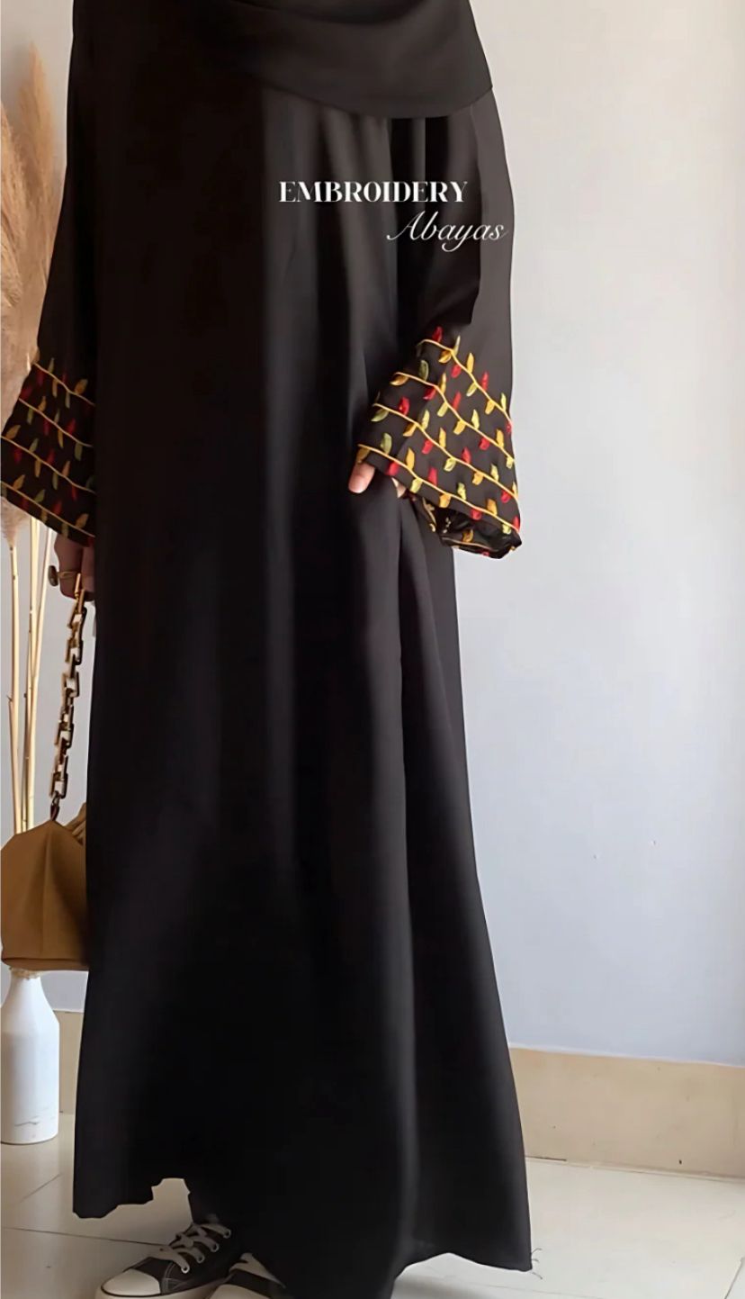 Geometric embroidery abaya