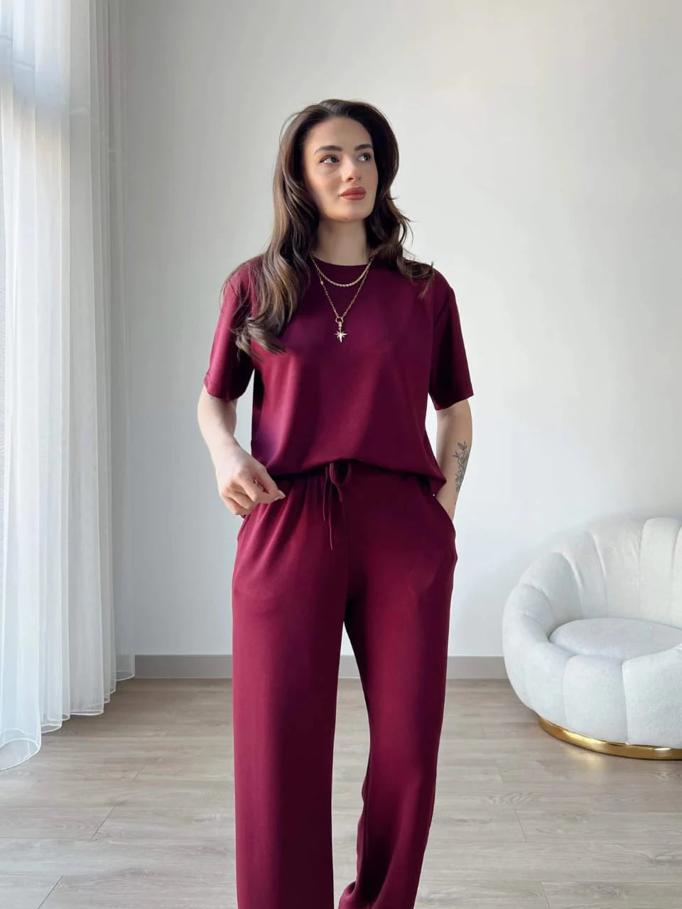 Noor Contrast Trim Lounge Set – Women’s Two Piece Co-Ord