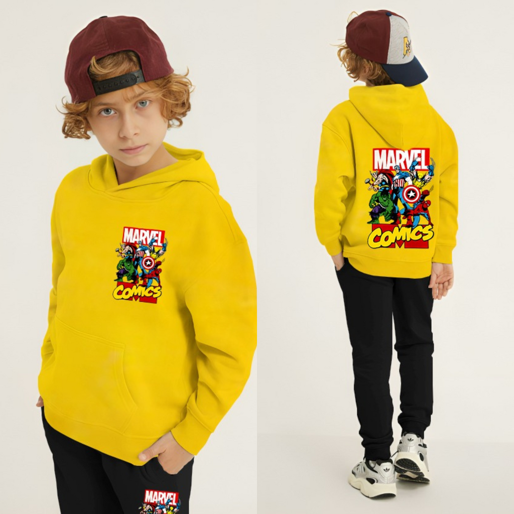 Kids Winter Hoodie Set | Marvel Comic Printed