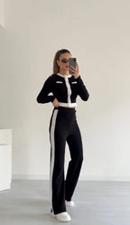 winter winde Buttion white strip Tack Suit