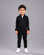Kids Winter Stripe Tracksuit 3pcs - Black