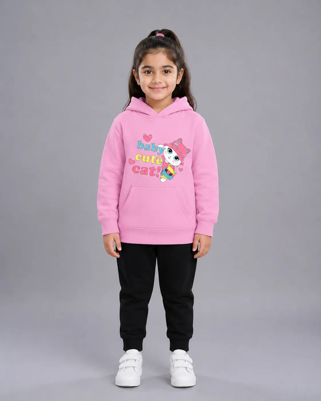Kids Winter Hoodie Set | Baby Cute Cat Printed