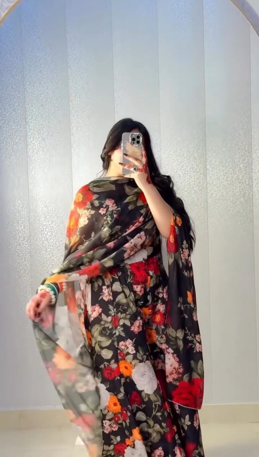 Black Floral 3pec Suit (Stitched) 003