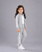 Kids Winter Stripe Tracksuit 3pcs- Grey