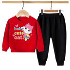 Kids Winter Sweat Shirt Set | Baby Cute Cat Printed