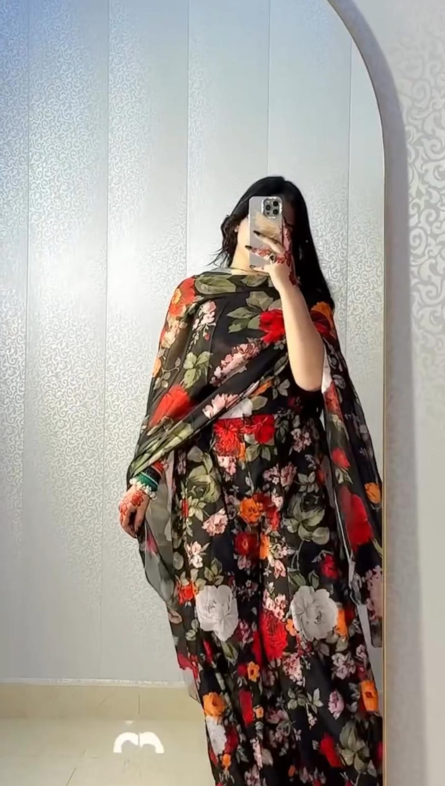 Black Floral 3pec Suit (Stitched) 003