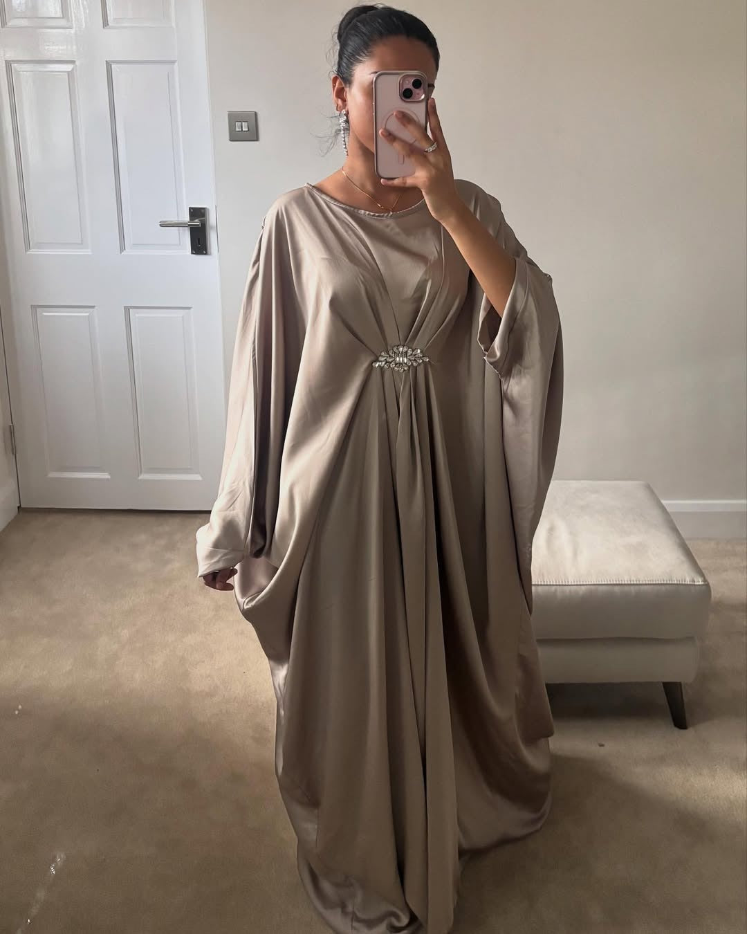 Emerald Silk Kaftan Gown