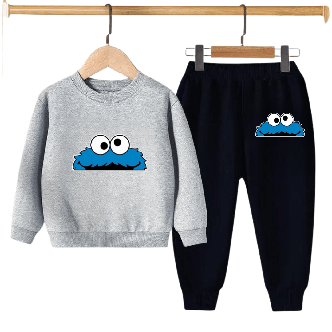 Kids Winter Sweat Shirt Set | Blue Monster Printed