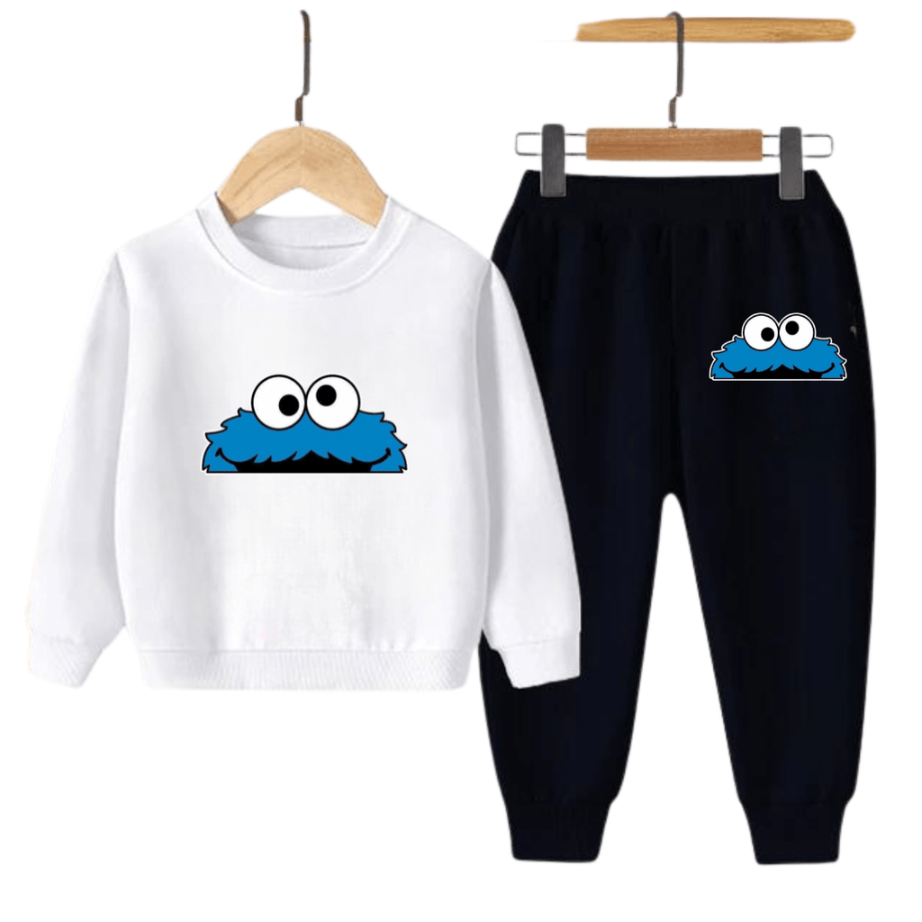 Kids Winter Sweat Shirt Set | Blue Monster Printed