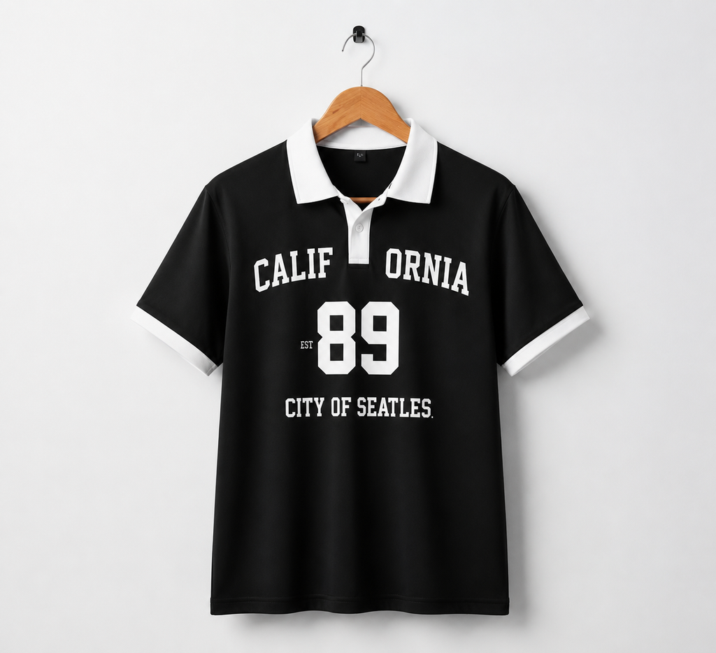 Retro Oversized College Style Polo T-Shirt – Unisex Streetwear