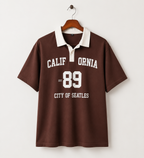 Retro Oversized College Style Polo T-Shirt – Unisex Streetwear