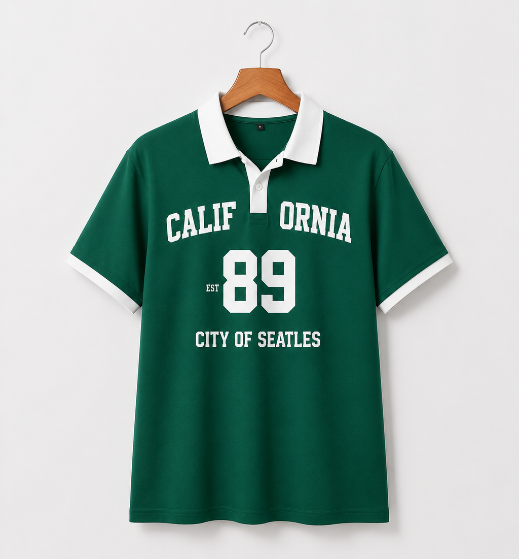 Retro Oversized College Style Polo T-Shirt – Unisex Streetwear