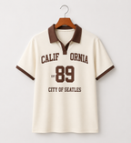 Retro Oversized College Style Polo T-Shirt – Unisex Streetwear