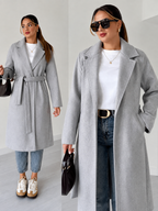 Women Belted Long Coat