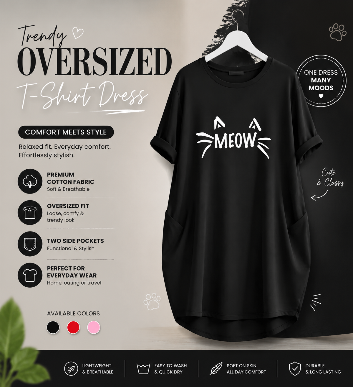 Oversized Graphic T-Shirt Dress | Raim Collection