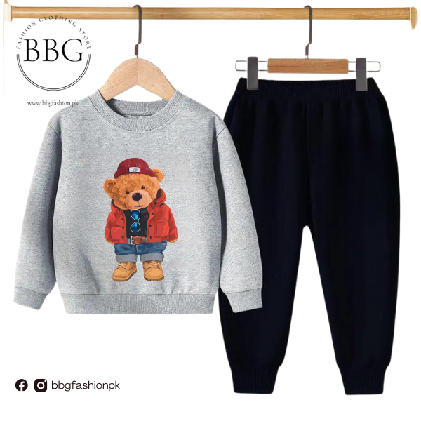 Kids Winter Sweat Shirt Set | Cute Bear Printed