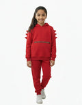 Kids Winter Dino Spike Hoodie - Red
