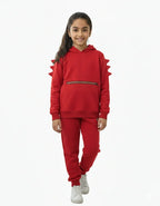 Kids Winter Dino Spike Hoodie - Red