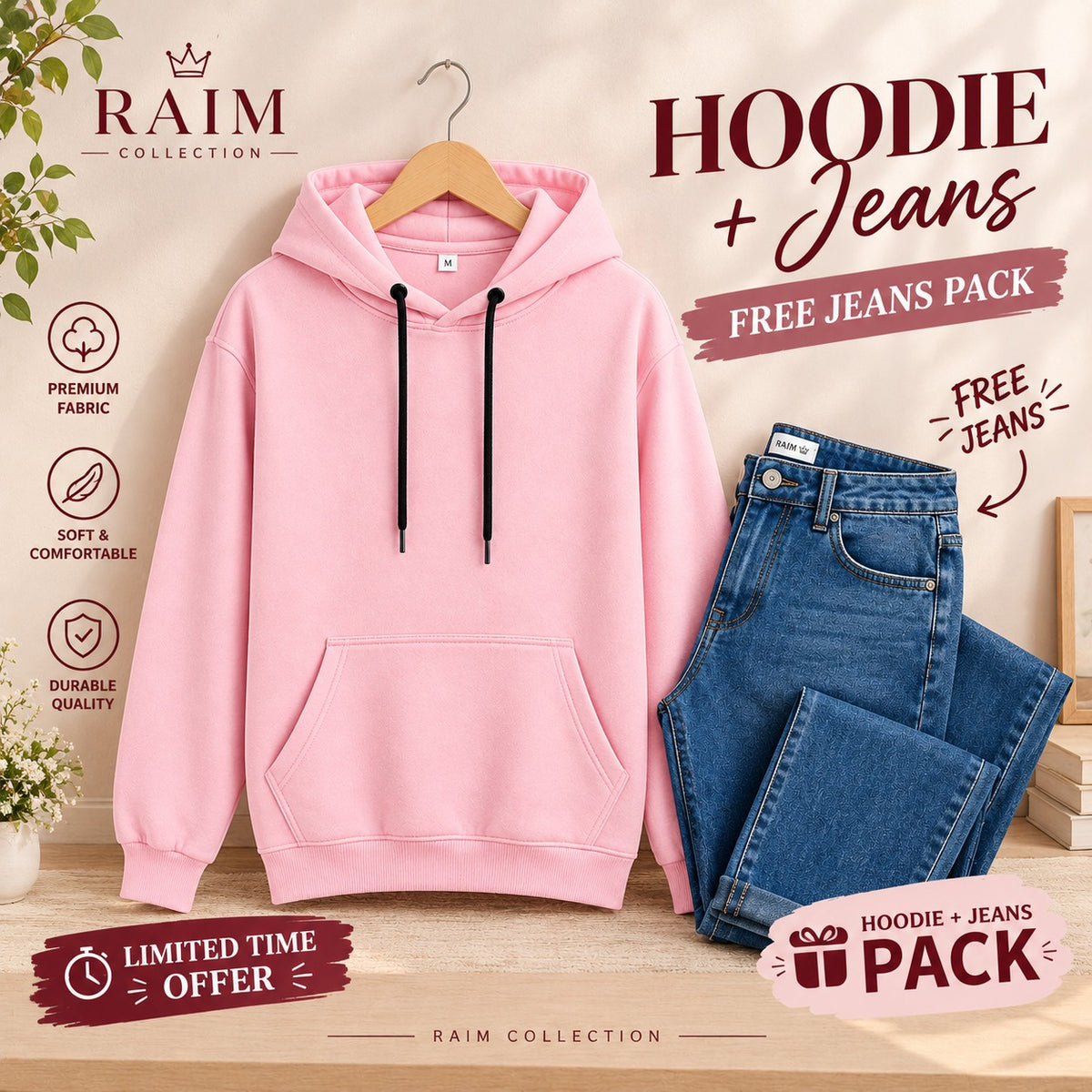 Hoodie + Free Jeans Pack – Casual Wear Combo