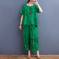 GREEN HALF SLEEVES PRINTED CAPRI SETS