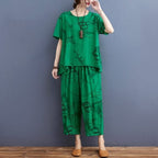 NEW WOMEN HALF SLEEVES PRINTED CAPRI SET CH-1002