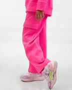 Kids Hot Pink Fleece Cargo Tracksuit