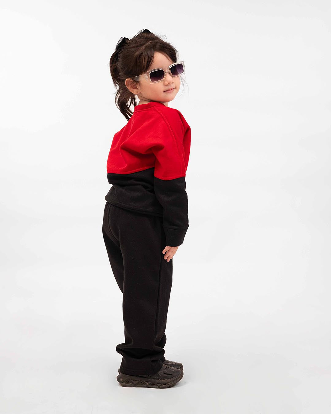 Kids Two-Tone Sweatshirt & Jogger Set – Red & Black
