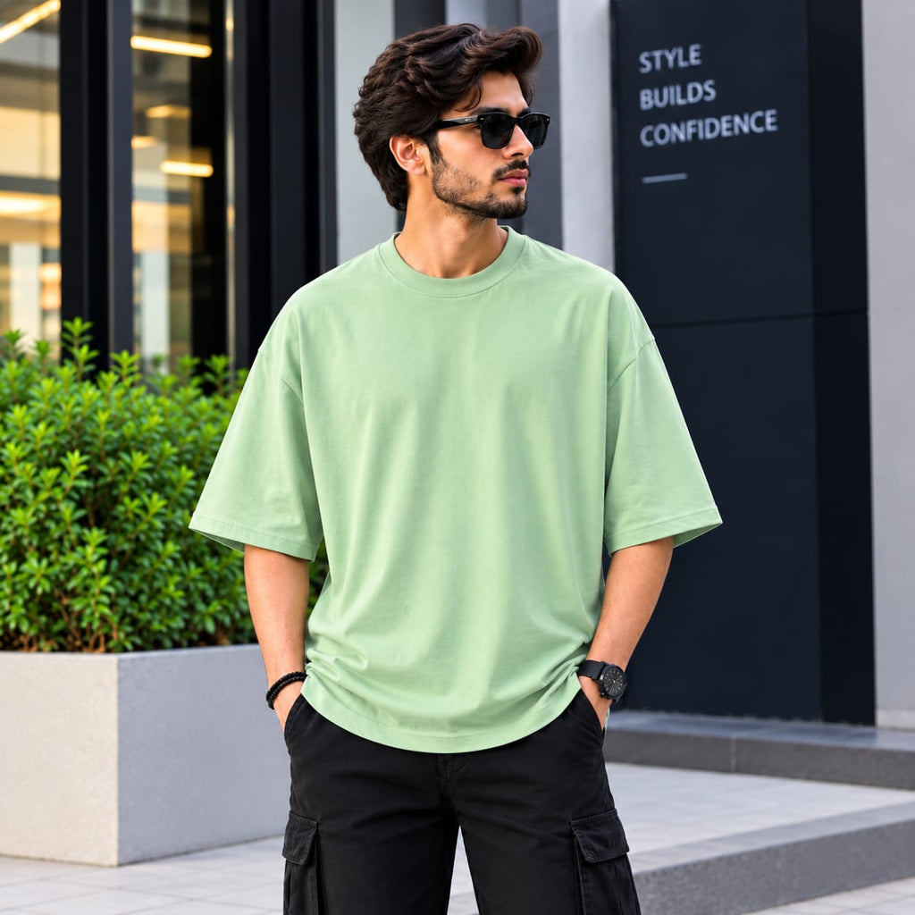 Mint Green Oversized Drop-Shoulder T-Shirt
