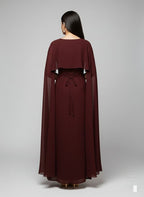 Graceful Cape Shawl Dress MAROON