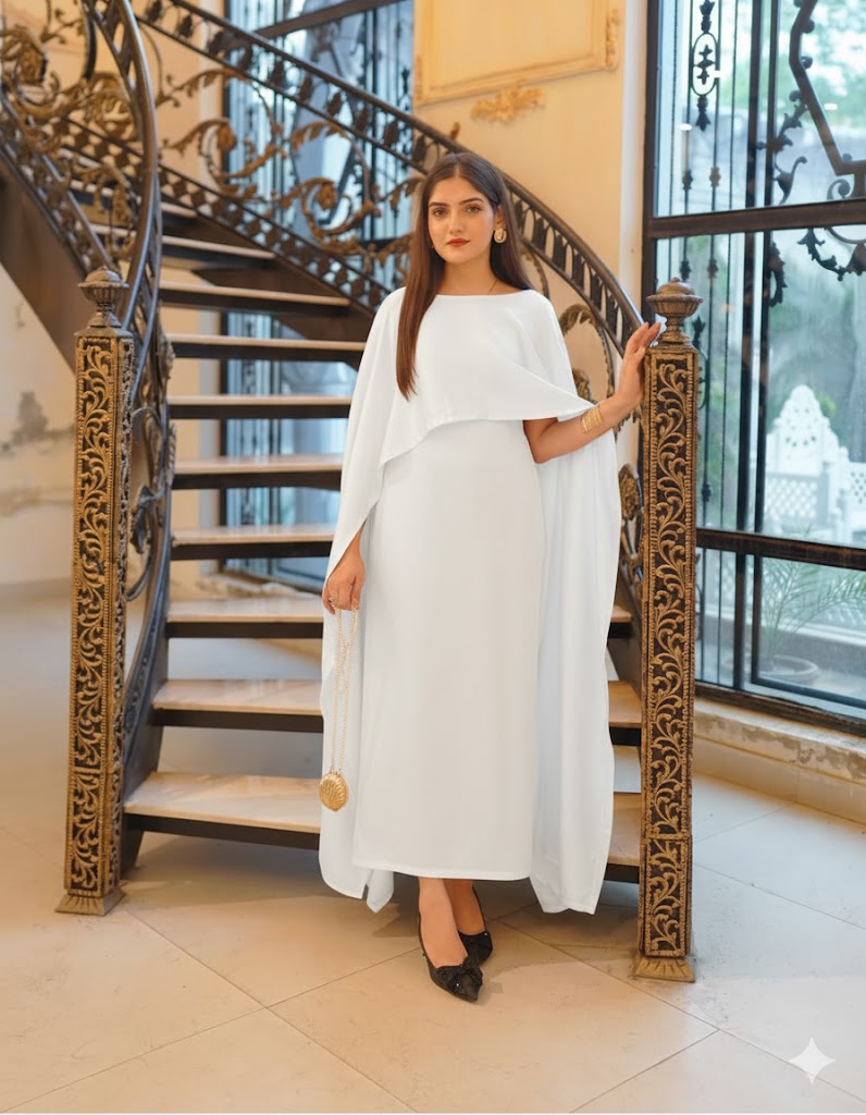 RC'S NEW WHITE CAPE GOWN