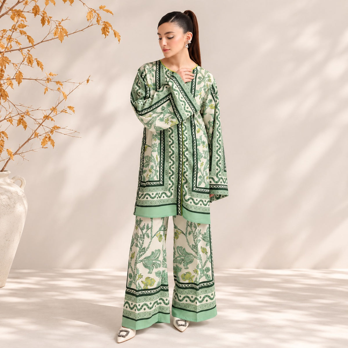 Emerald Garden Printed  2 Piece