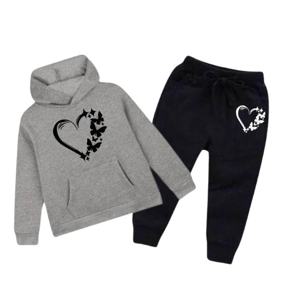 Kids Winter Hoodie Set | Love Butterfly Printed