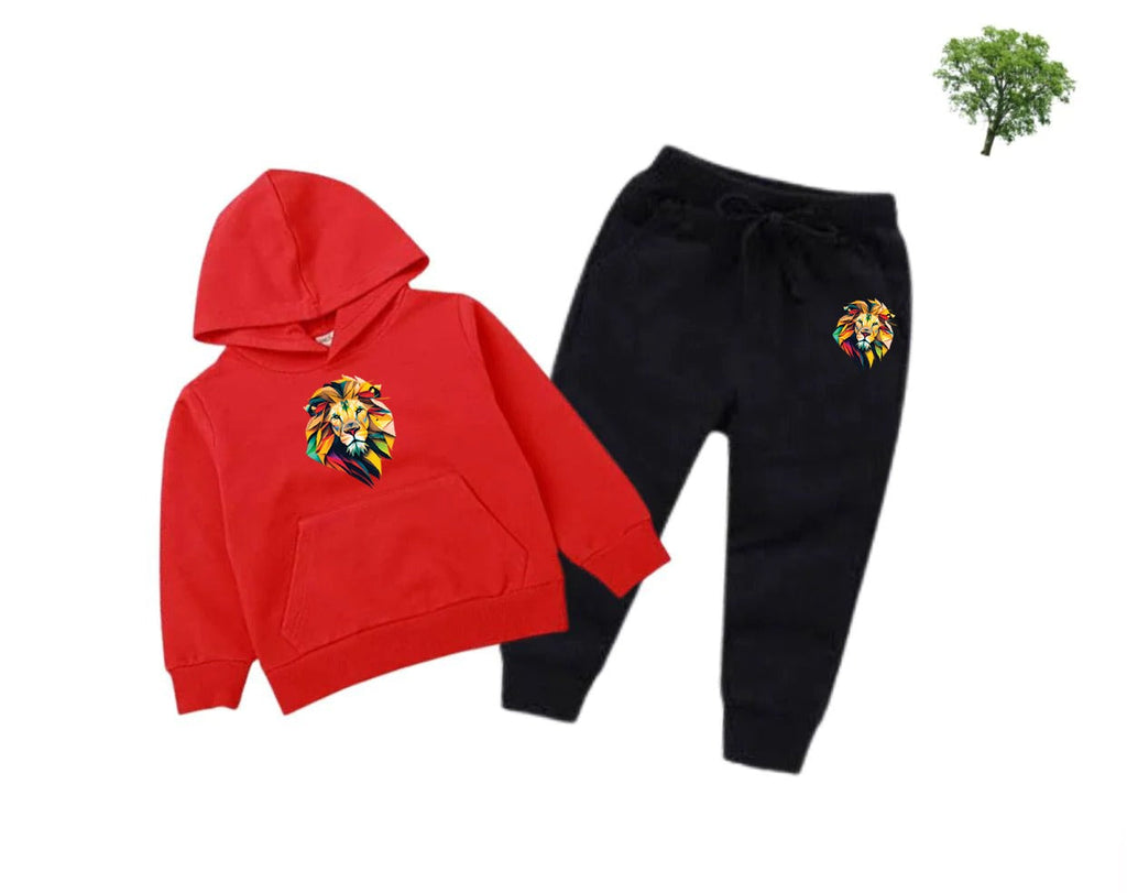 Kids Winter Hoodie Set | Vibrant Lion Printed