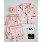 3 PIECE HEART PRINTED  NIGHT DRESSES