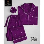 3 PIECE HEART PRINTED  NIGHT DRESSES