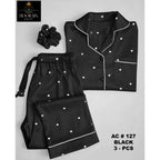 3 PIECE HEART PRINTED  NIGHT DRESSES